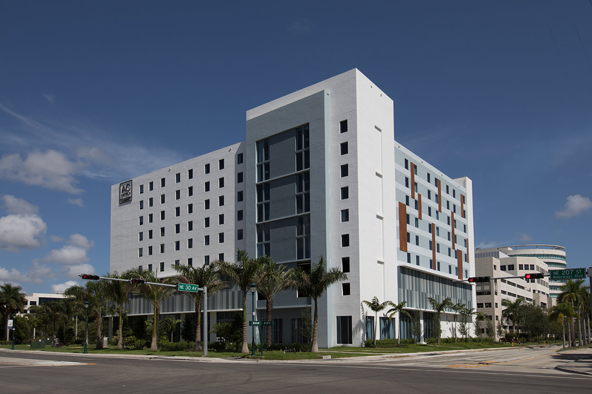 Architectural east view of the AC Hotel Aventura, FL