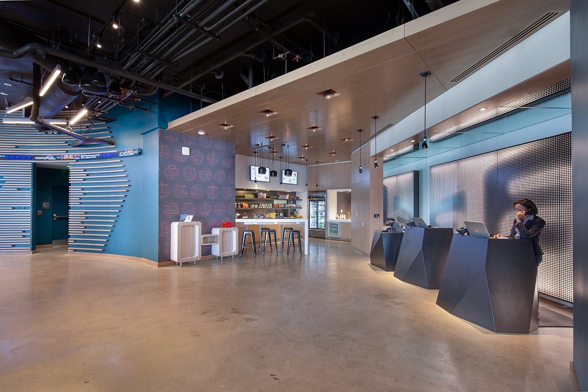 Interior design lobby view at the Aloft Aventura, Miami, FL.