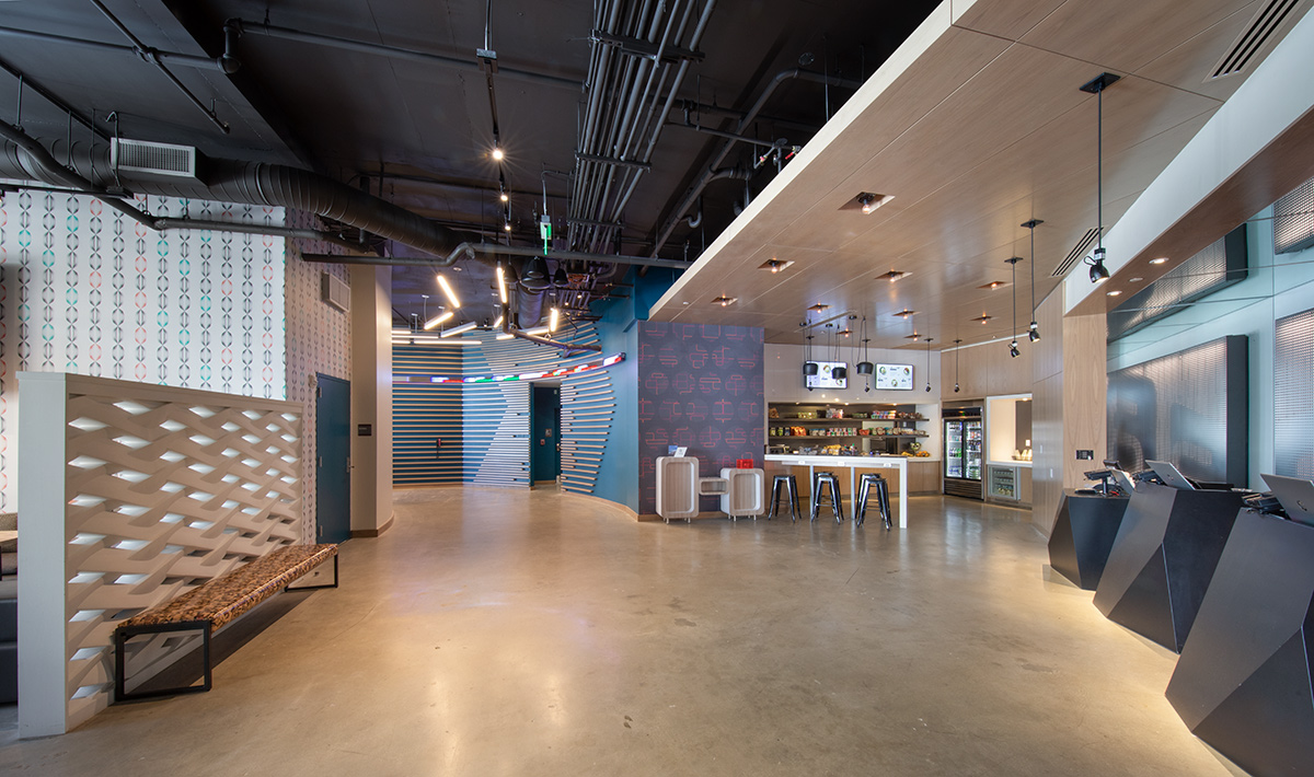 Interior design lobby view at the Aloft Aventura, Miami, FL.