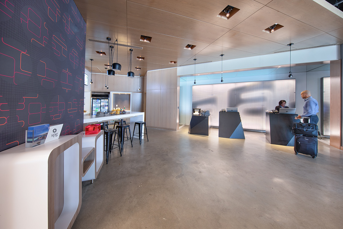 Interior design lobby view at the Aloft Aventura, Miami, FL.