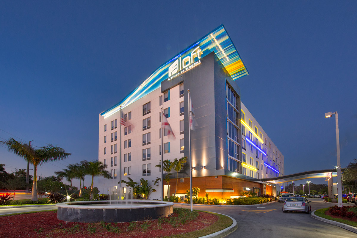 Architectural dusk view at the Aloft Doral - Miami, FL