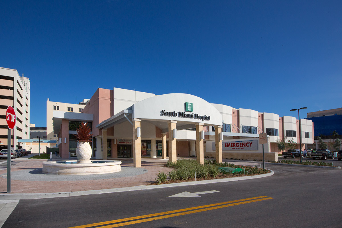 Architectural view of Baptist Health S Miami Emergency.