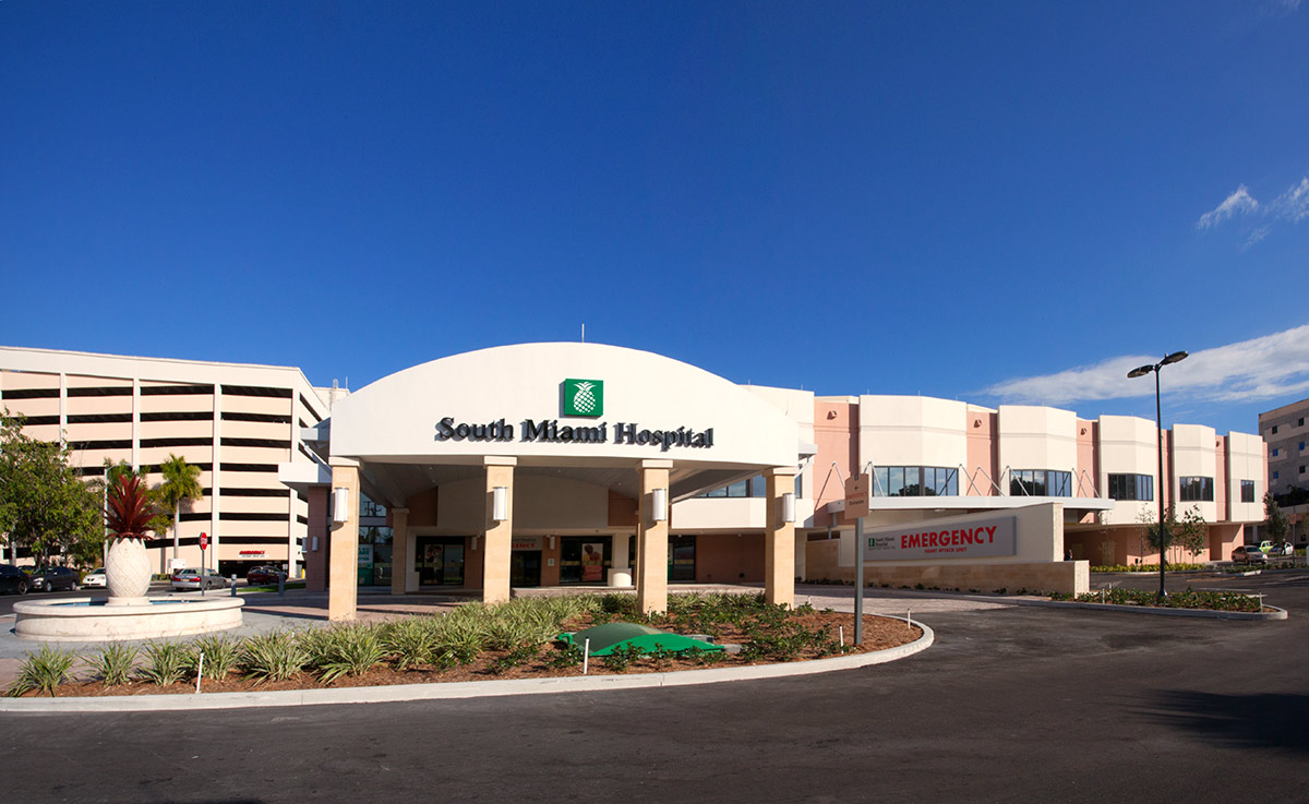 Architectural view of Baptist Health S Miami Emergency.