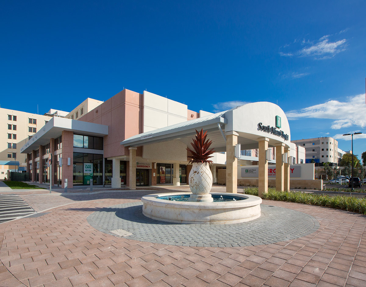 Architectural view of Baptist Health S Miami Emergency.