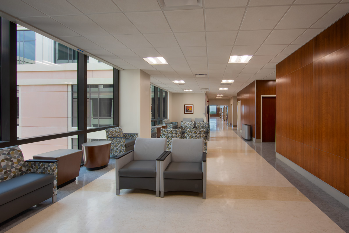 The Baptist East medical bed tower waiting area delivering healthcare in Miami.