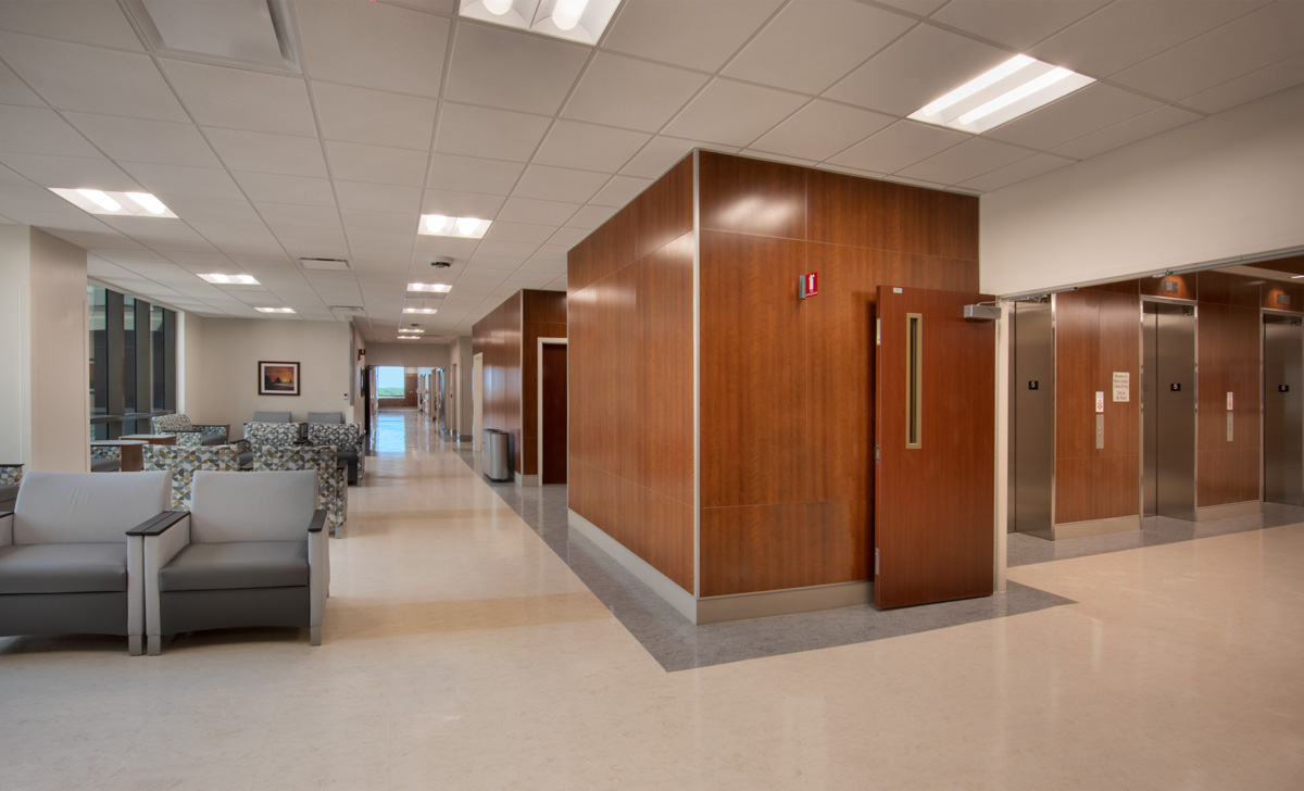 The Baptist East medical bed tower waiting area delivering healthcare in Miami.