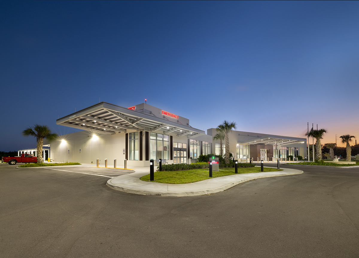 Architectural dusk view of Baptist Fishermen's Community Hospital in Marathon, FL