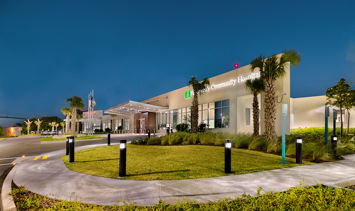 Architectural dusk view of Baptist Fishermen's Community Hospital in Marathon, FL