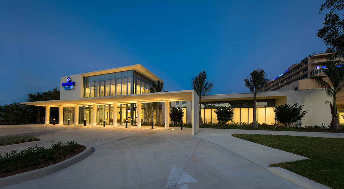 Architectural dusk view of Broward Health Emergency - Deerfield Beach, FL.