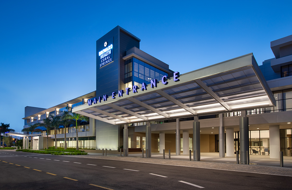 Architectural dusk view of Broward Health Maternity – Coral Springs, FL