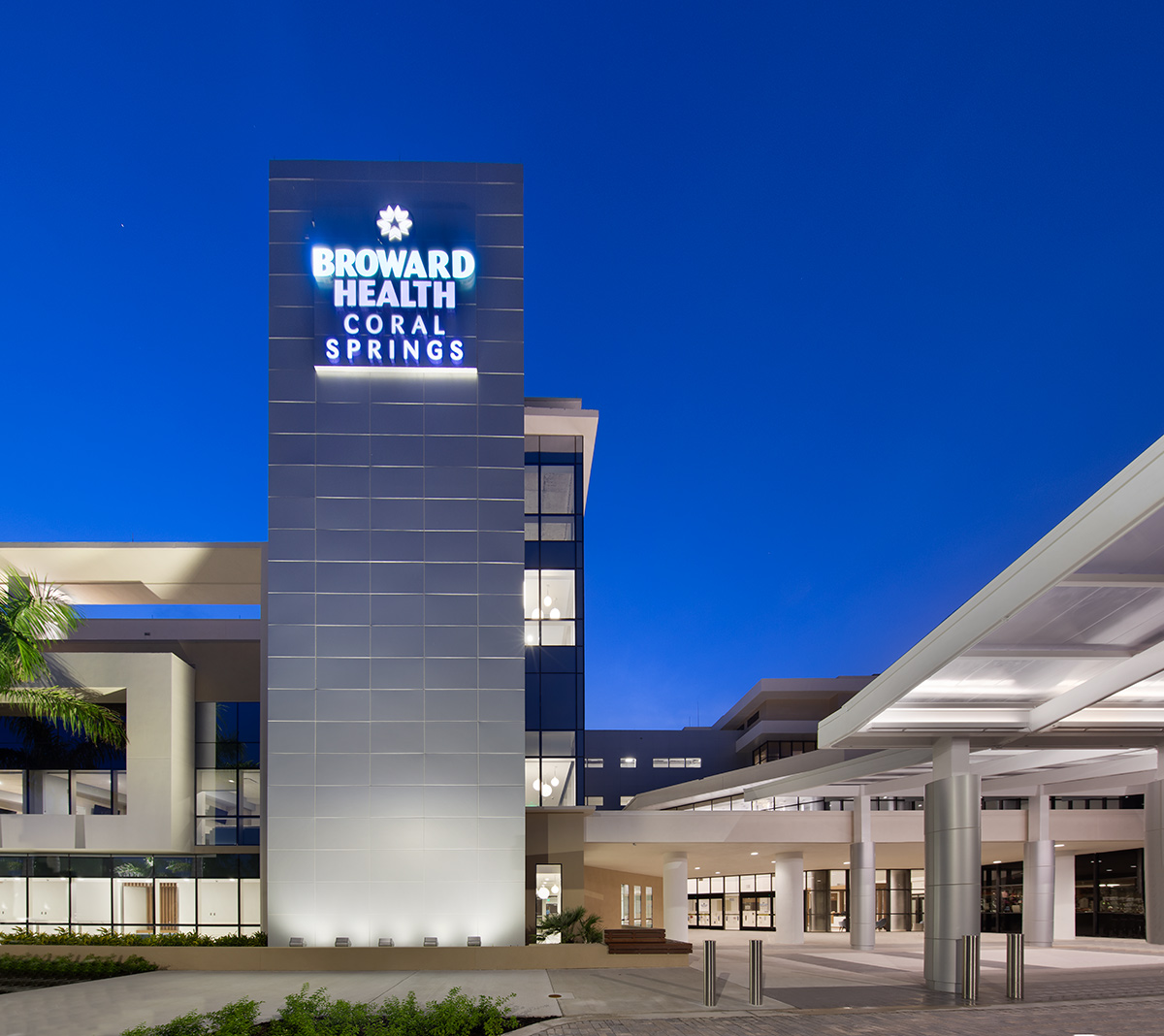 Architectural dusk view of Broward Health Maternity – Coral Springs, FL