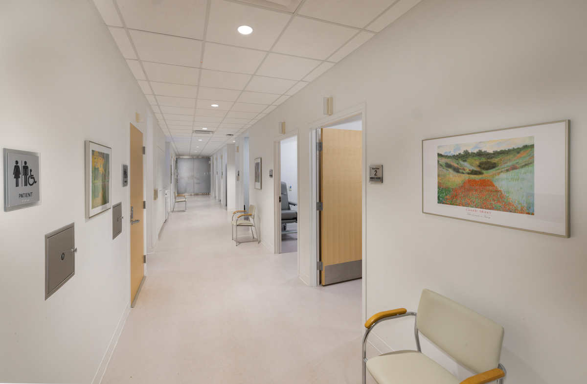 Interior design blood draw corridor view of the Cleveland Clinic in Weston, FL.