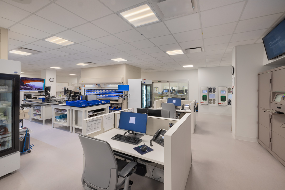 Interior design pharmacy view of the Cleveland Clinic in Weston, FL.