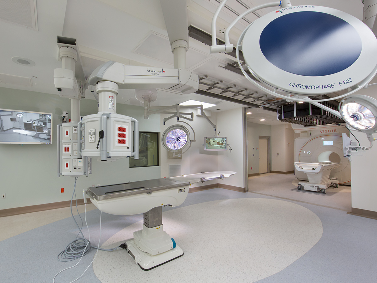 Interior design view at Boca Raton, FL Regional Hospital Neuroscience Ctr mri operating room.