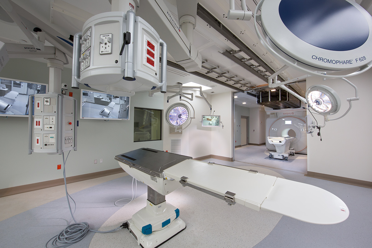 Interior design view at Boca Raton, FL Regional Hospital Neuroscience Ctr mri operating room.