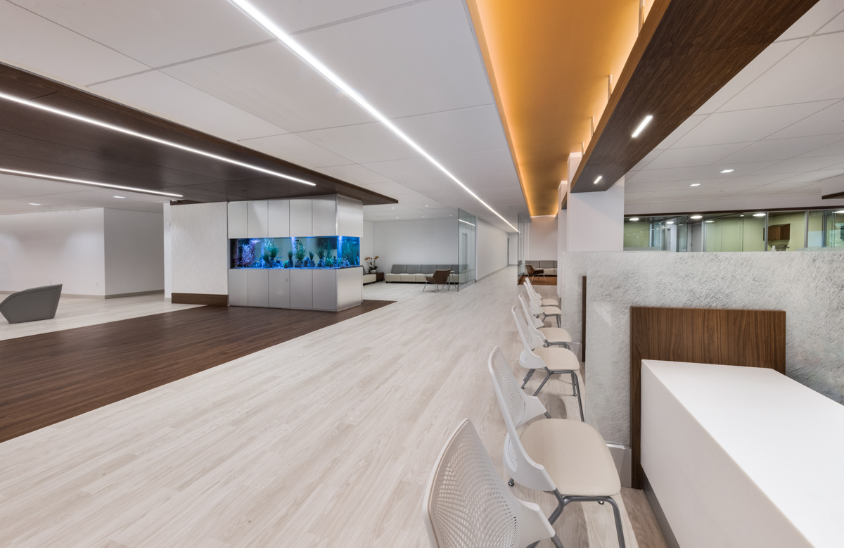 Interior design view of the entry lobby at Gastro Health, Miami, FL