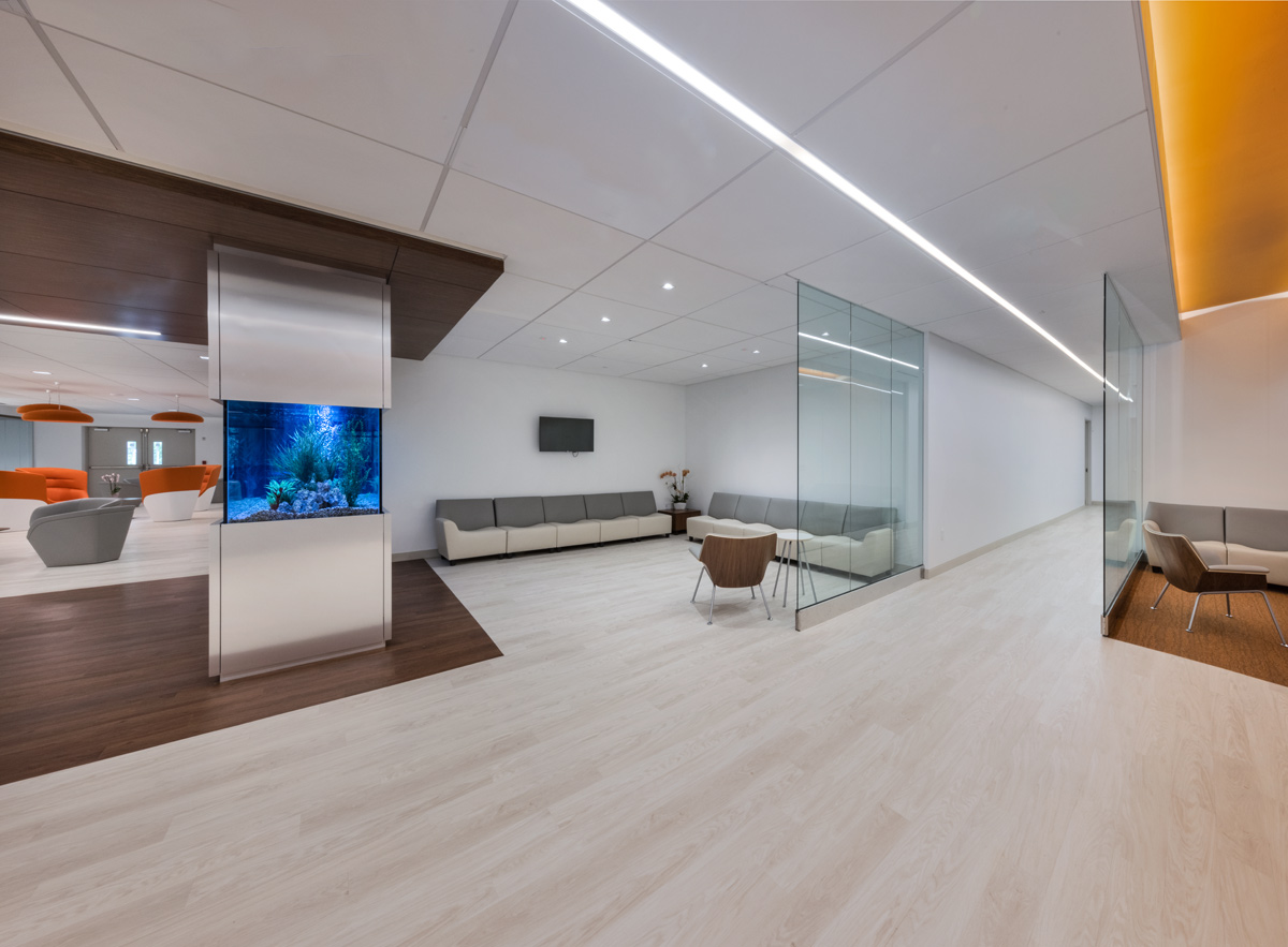 Interior design view of the entry lobby at Gastro Health, Miami, FL