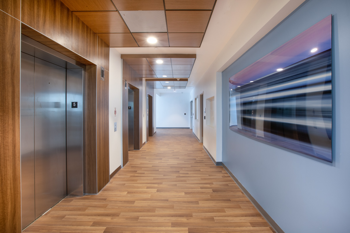 Interior design lobby view of the Jackson Health Treatment Center and ICU in Miami, FL