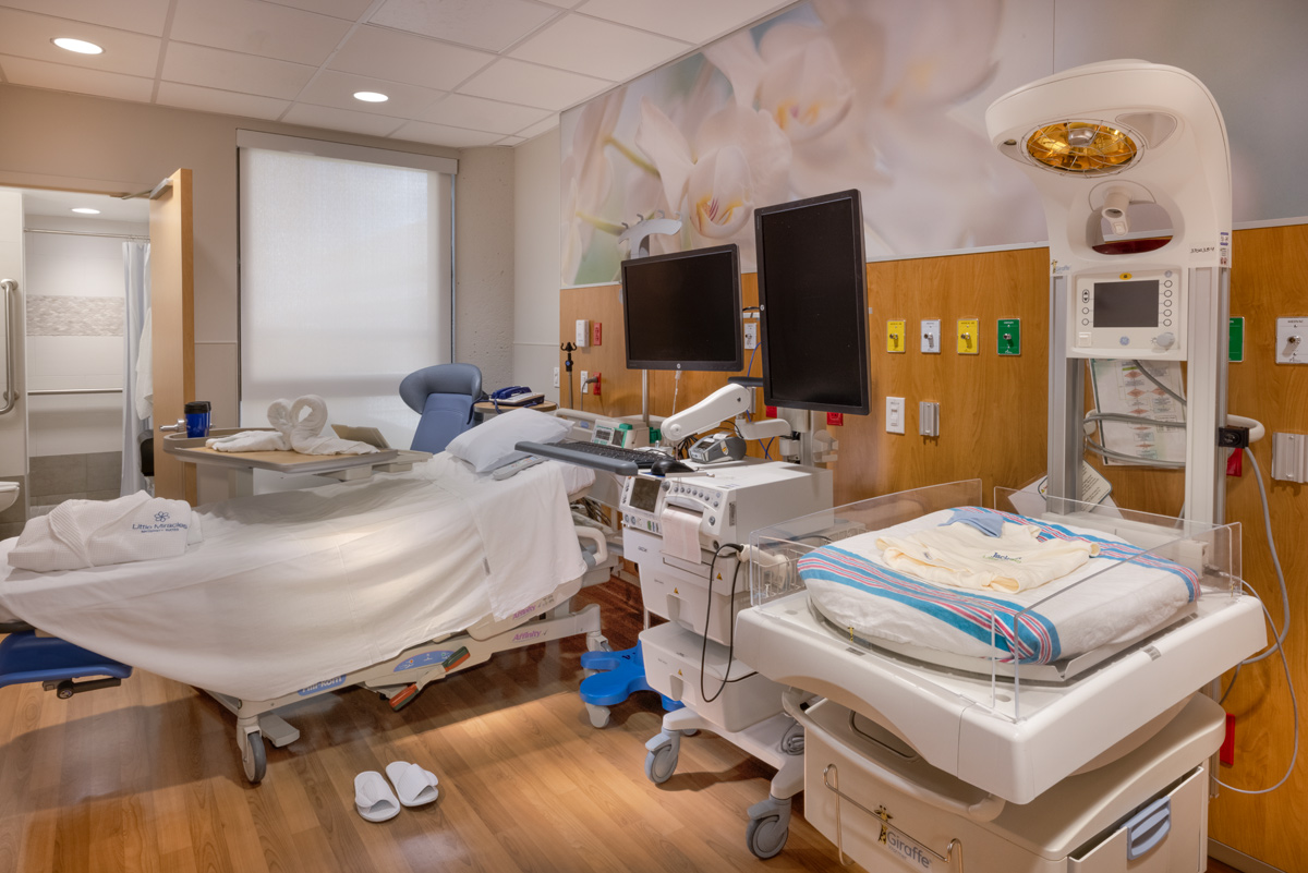 Jackson Health MIami labor and delivery patient room.