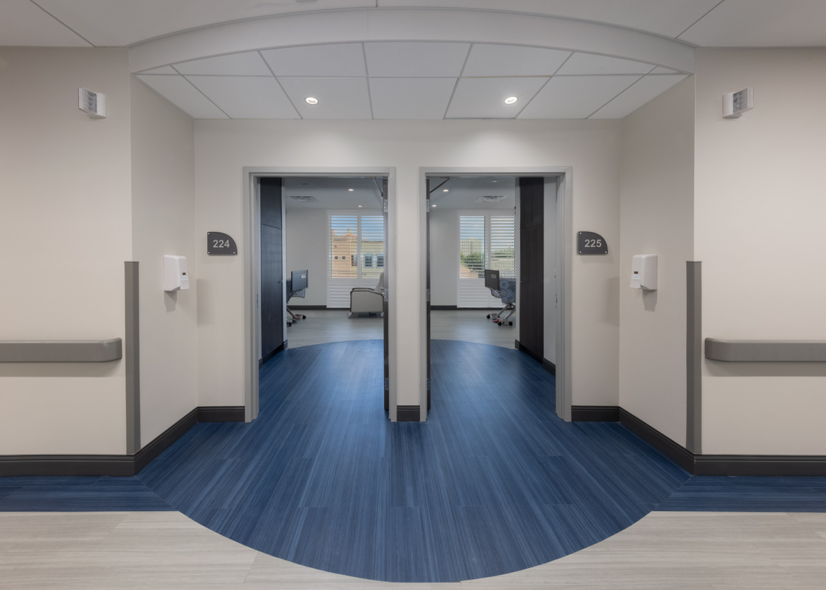 Interior design corridor view of the Victoria Nursing Home in Miami, FL.