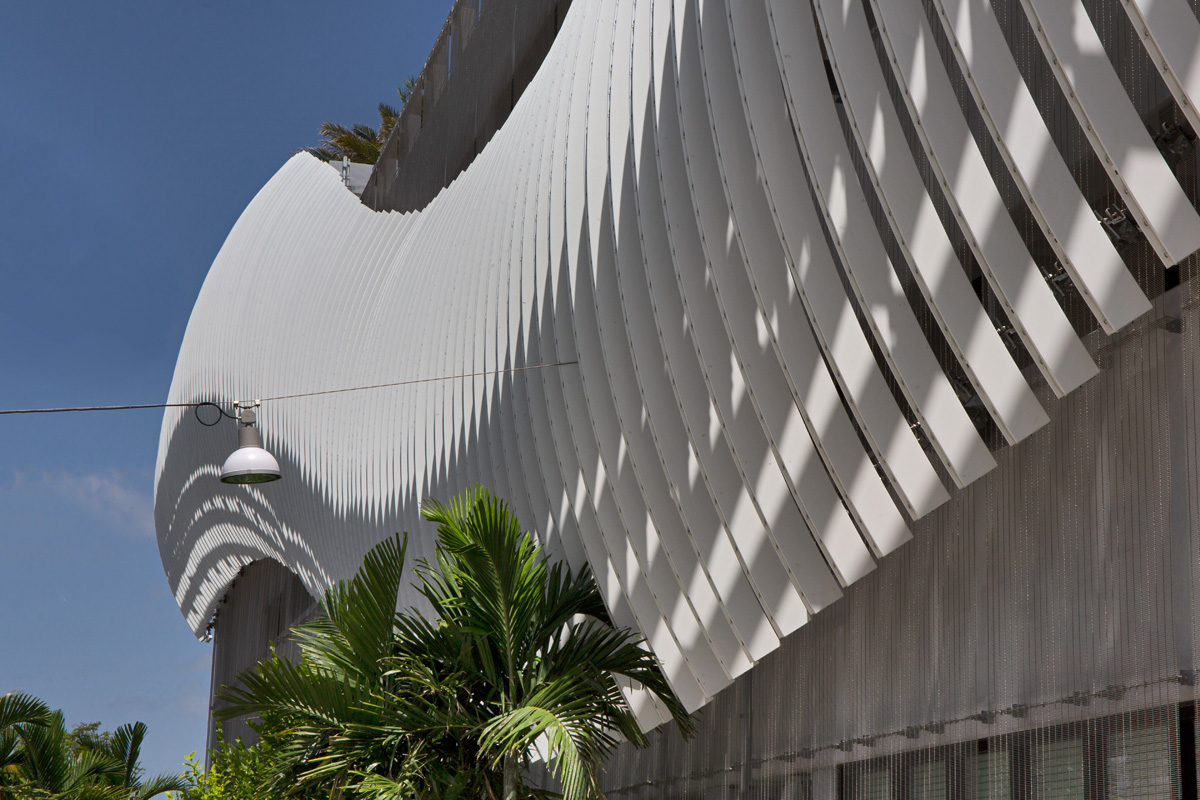 Architectural facade detail of the Las Olas garage in Fort Lauderdale Beach, FL.
