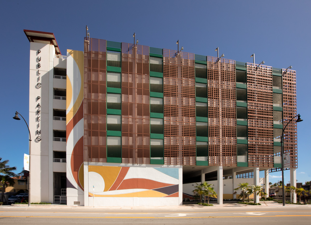 Architectural view of the Nebraska garage at the beach in Hollywood, FL.