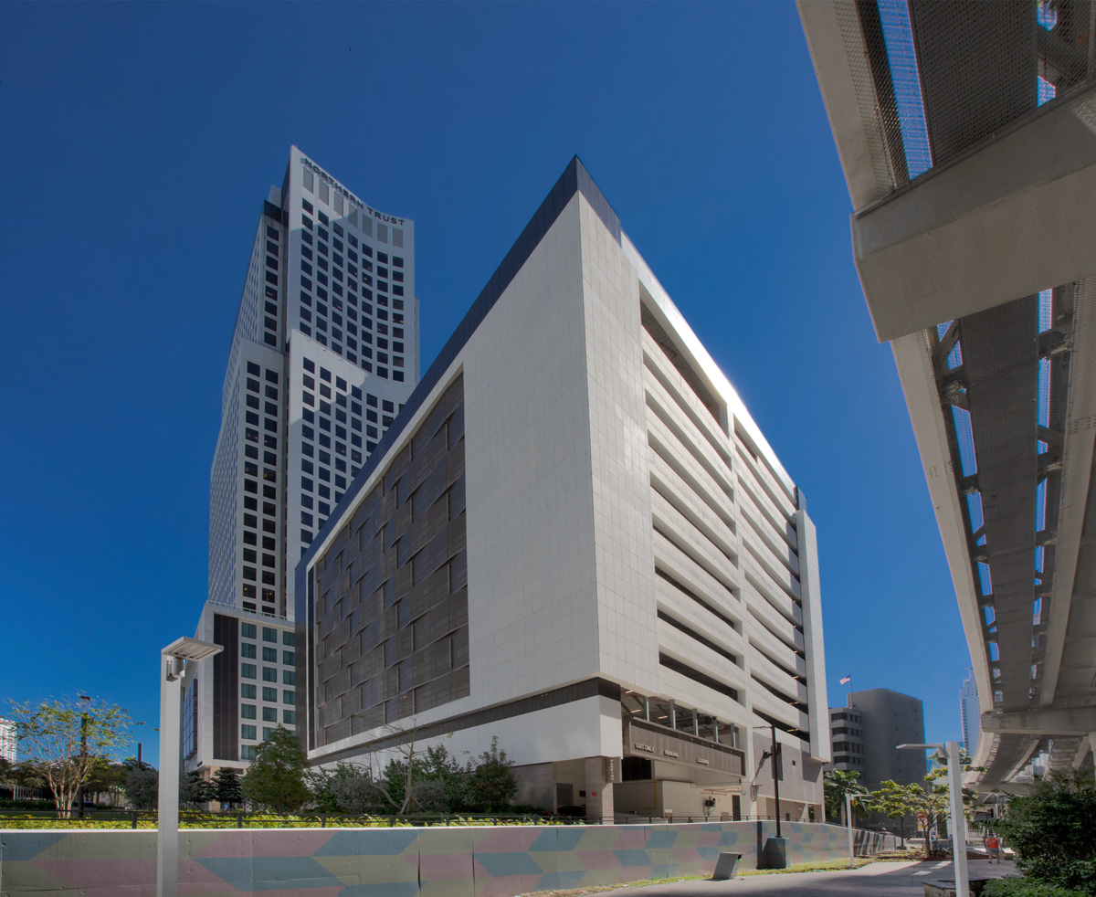 Architectural view of the World Plaza garage, Miami, FL