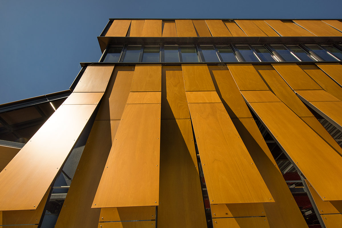 Architectural detail of the Harry Parker Boathouse in Brighton, MA.