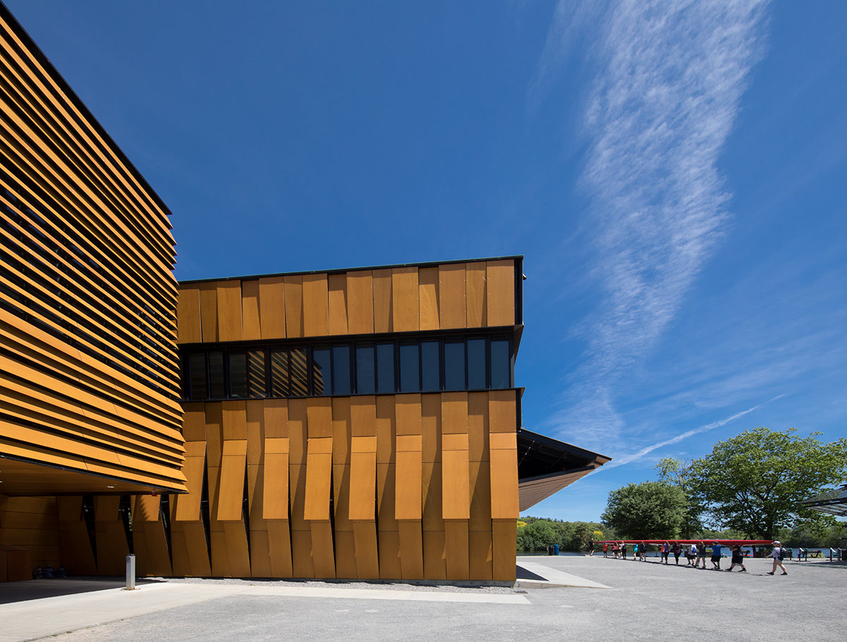 Architectural view of the Harry Parker Boathouse in Brighton, MA.