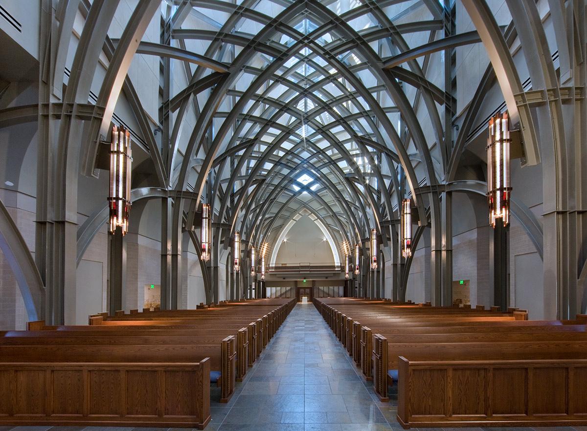 Architectiural interior view of the Ave Maria oratory in Ave Maria, FL.