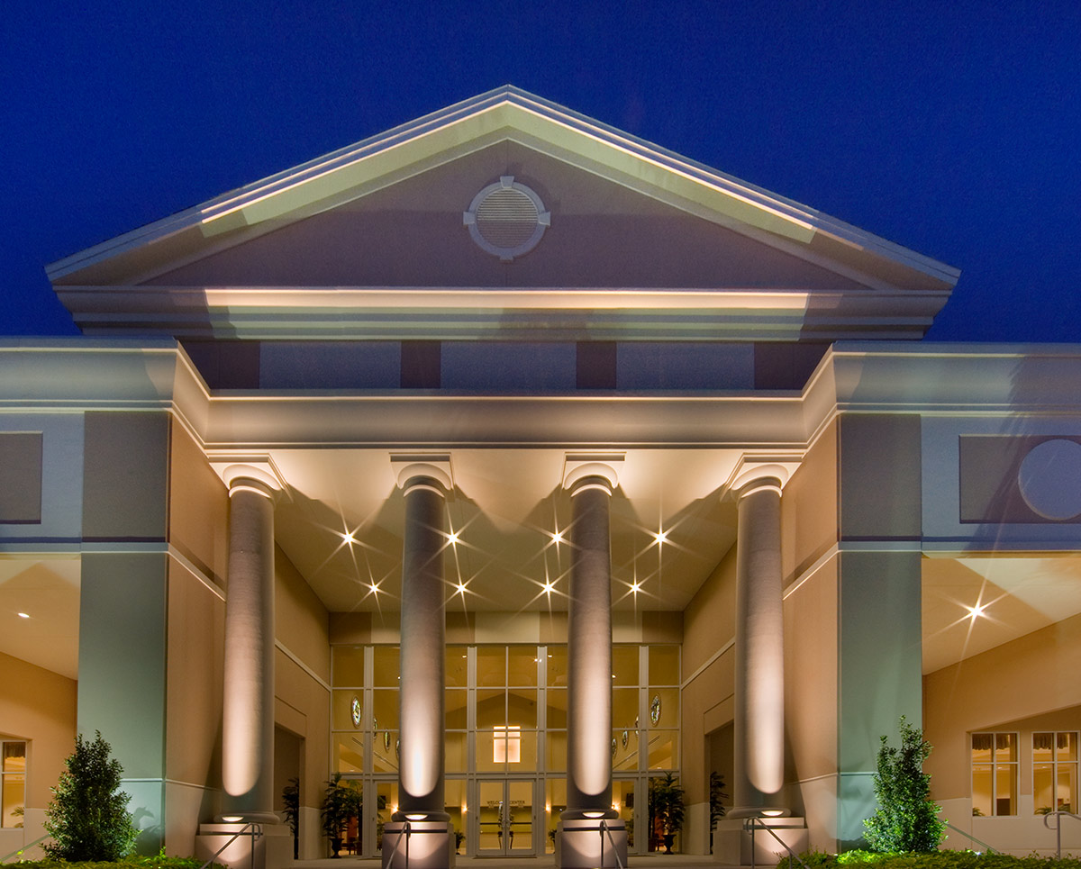 Architectural dusk view of Bell Shoals Baptist Church - Brandon, FL.