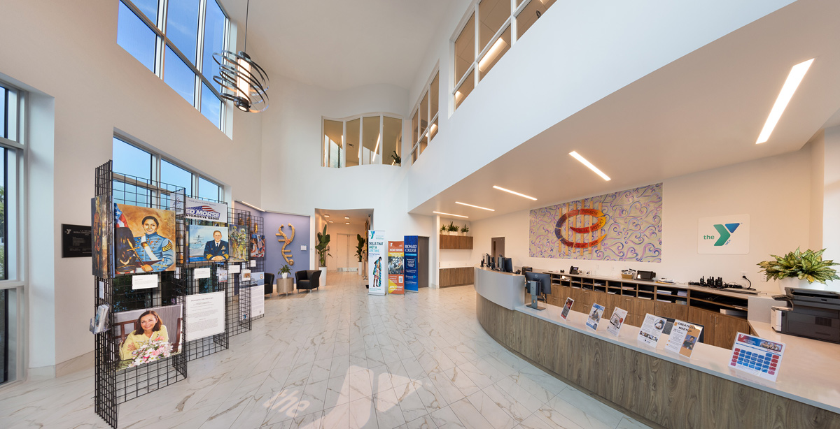 Interior design lobby view at the YMCA Mizell Community Center - Fort Lauderdale, FL