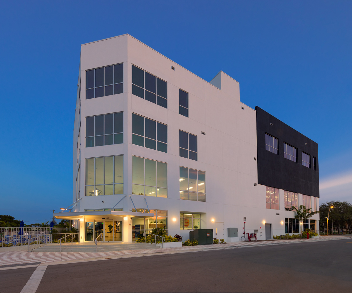 Architectural dusk view of the YMCA Mizell Community Center - Fort Lauderdale, FL