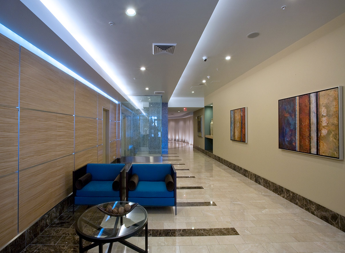 Interior design lobby view at the Allure condo Las Vegas.