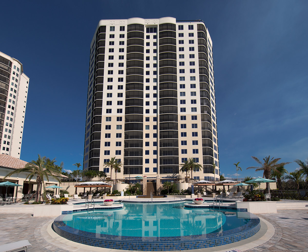 Architectural pool view of the Altaira Condo - Bonita Springs, FL