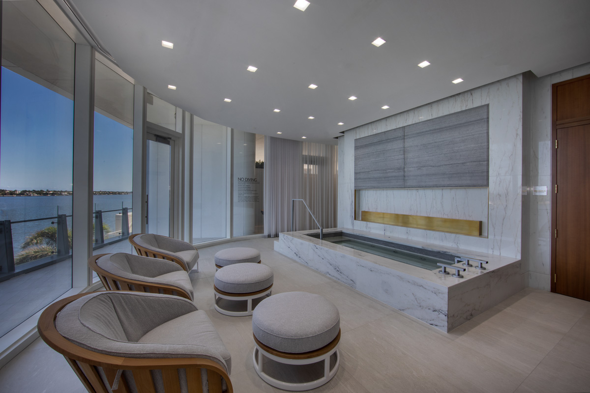 Spa of the Bristol luxury residential condominium in Palm Beach, FL.