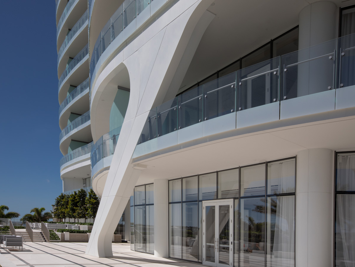 Architectural view of the Bristol luxury rental condominium located at the edge of the intercostal.