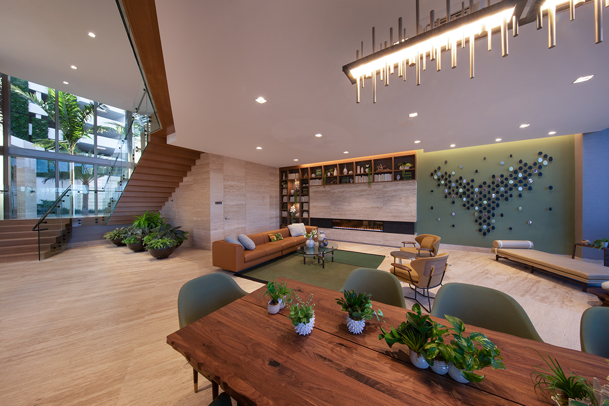 Interior design lobby view at the Harbour Condo Tower N Miami Beach, FL