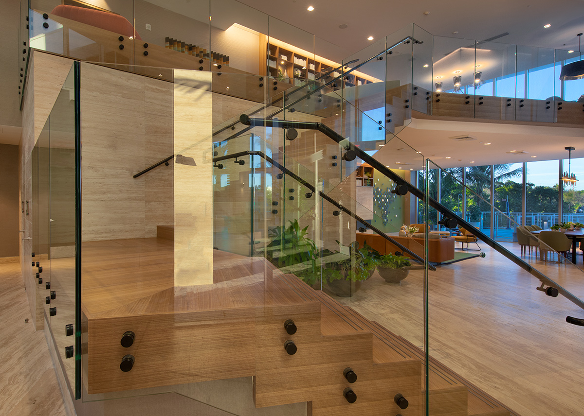 Interior design lobby view at the Harbour Condo Tower N Miami Beach, FL