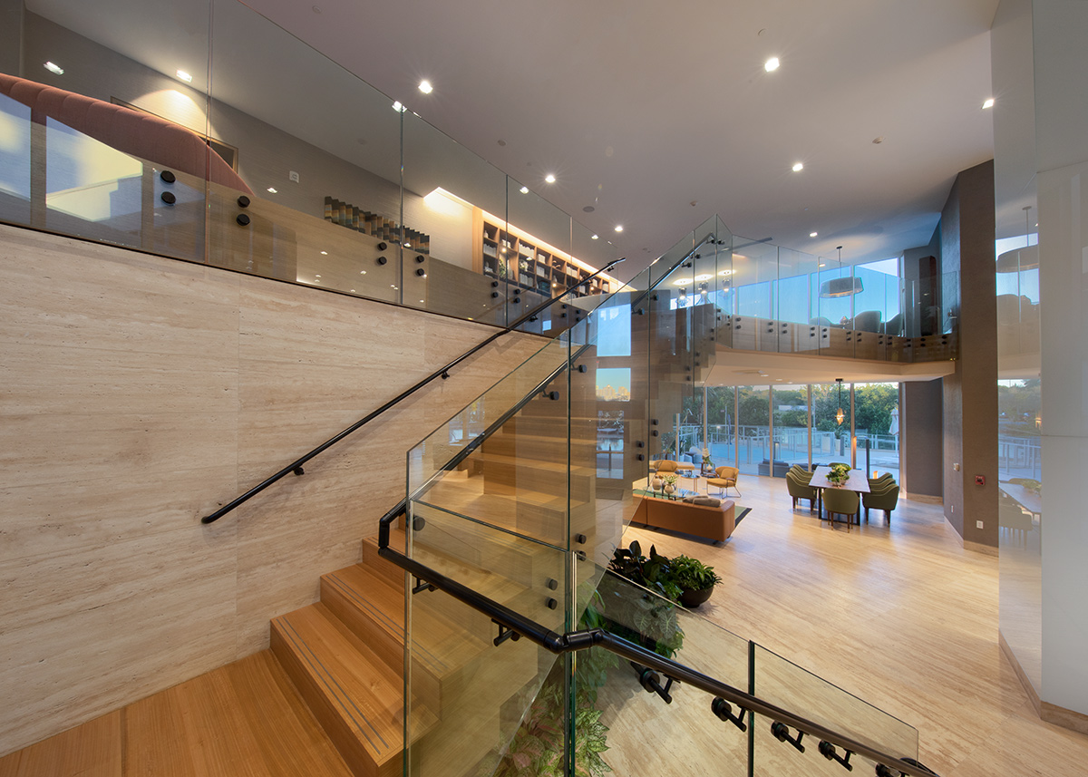 Interior design lobby view at the Harbour Condo Tower N Miami Beach, FL