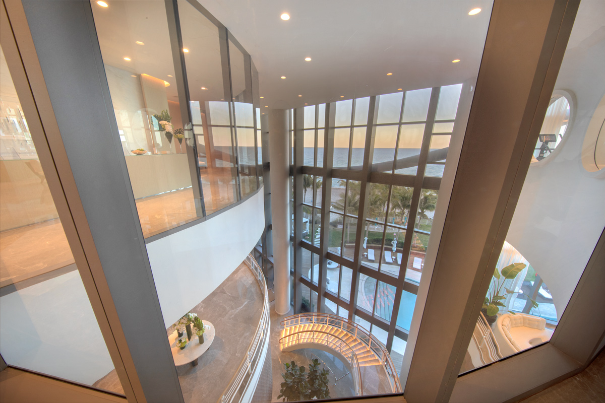 Lobby staircase of the Ritz Carlton Residences in Sunny Isles Beach, FL