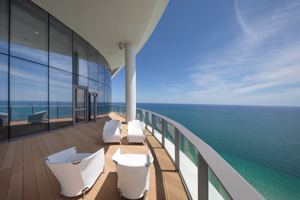 Terrace ocean view at the Ritz Carlton Residences in Sunny Isles Beach, FL