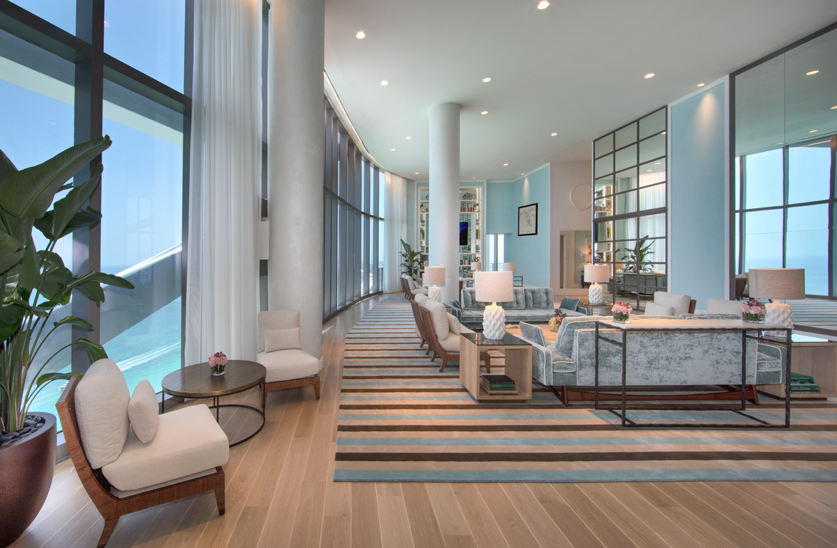 Club room of the Ritz Carlton Residences in Sunny Isles Beach, FL