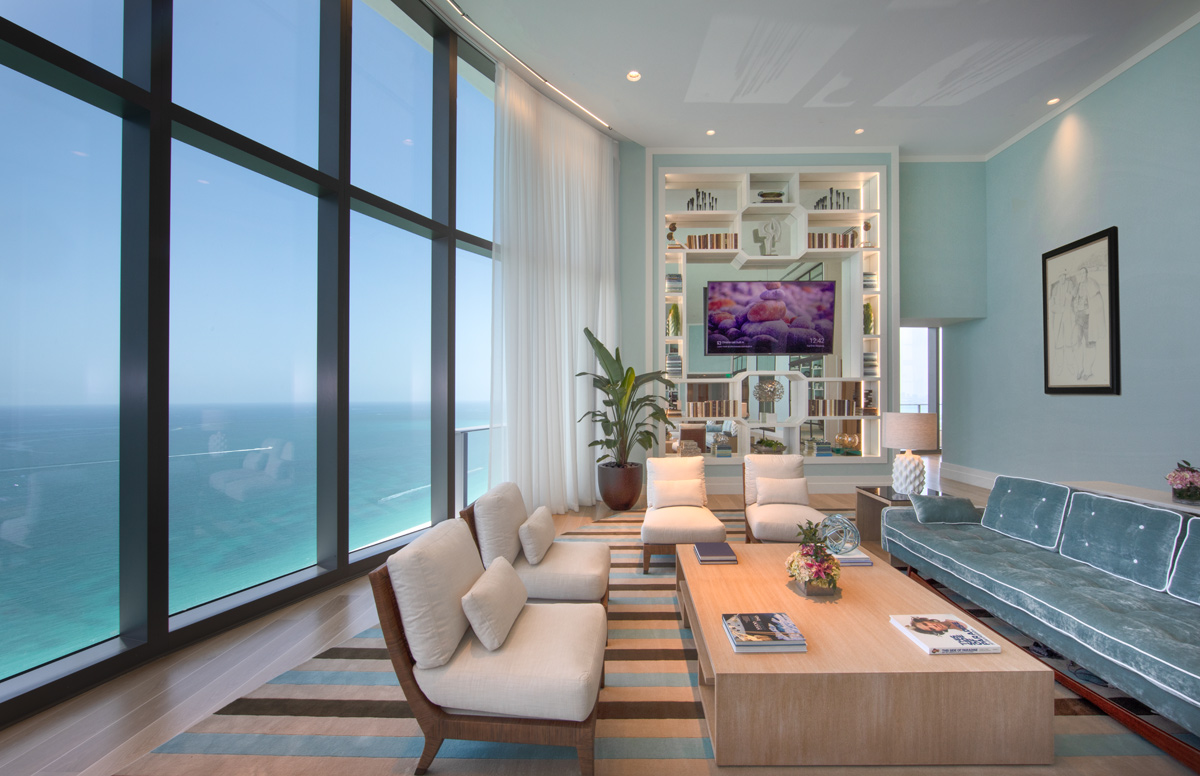 Club room of the Ritz Carlton Residences in Sunny Isles Beach, FL