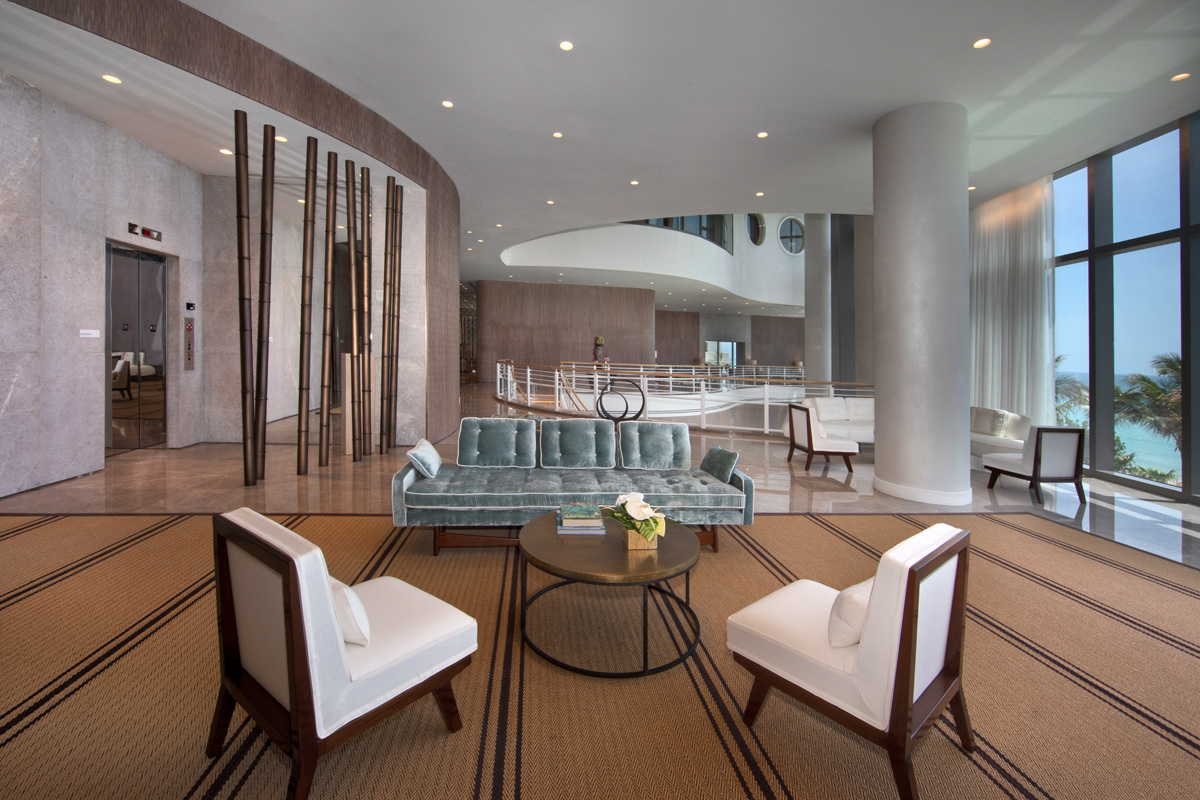 Lobby lounge of the Ritz Carlton Residences in Sunny Isles Beach, FL