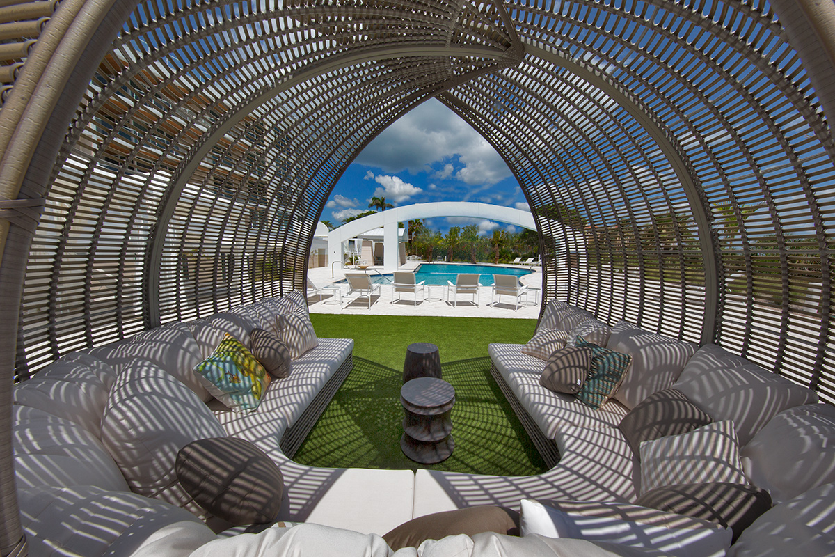 Architectural pool view at Aria Luxury Condos Longboat Key - Sarasota, FL.