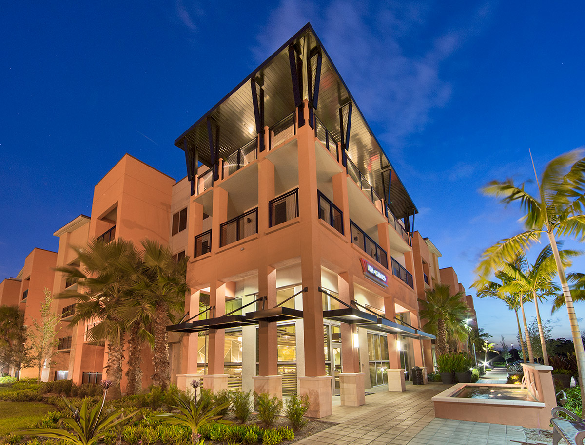 Architectural dusk view at the Alta Congress Luxury Rentals - Delray Beach, FL