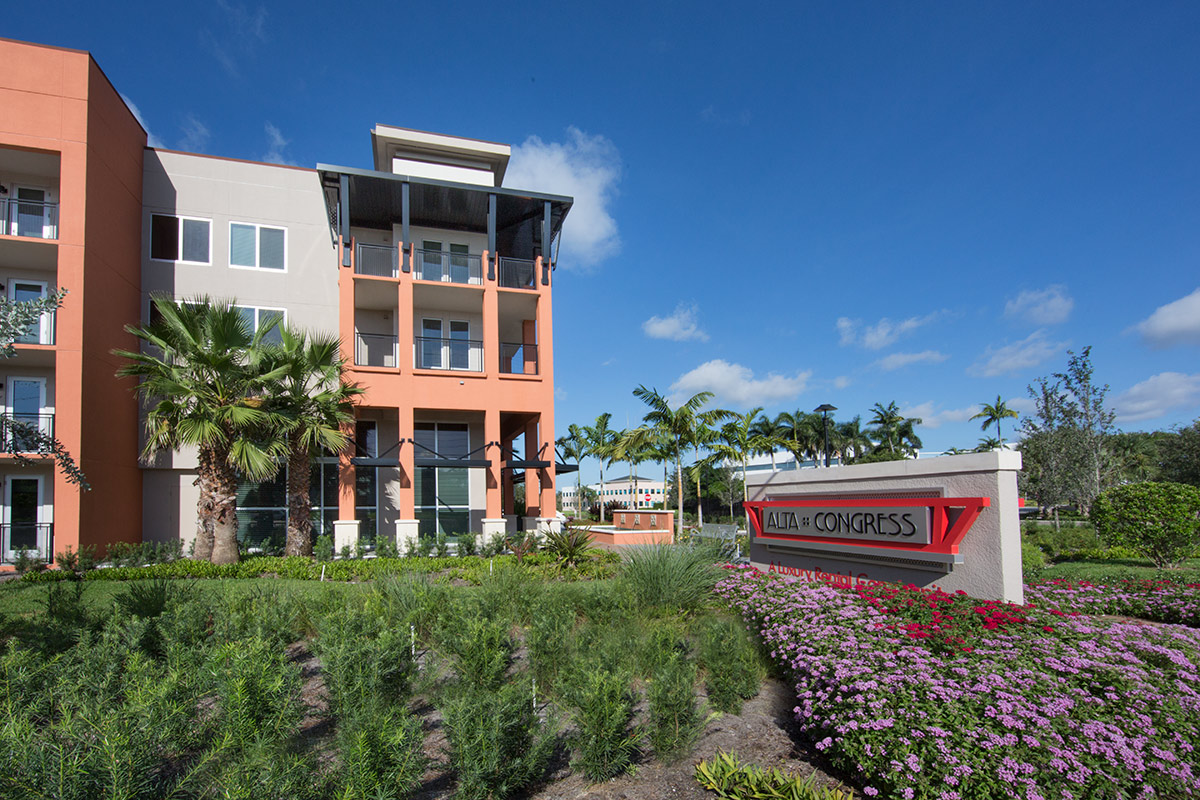 Landscape design view at the Alta Congress Luxury Rentals - Delray Beach, FL