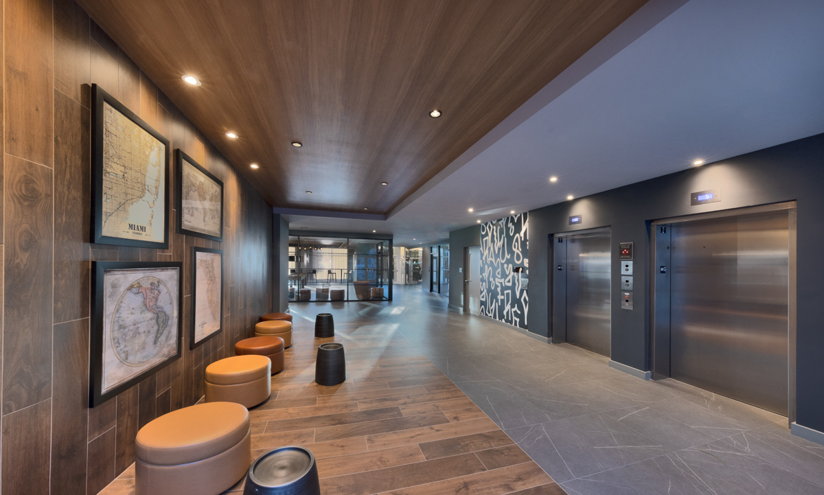 Interior design view of the lobby at Landmark South, Miami.