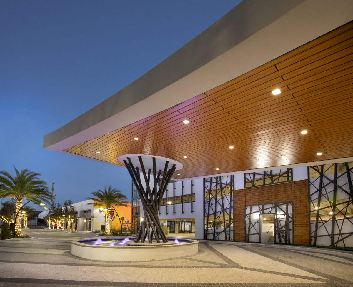 Dusk garage view of the Sanctuary Doral FL Luxury Rental.